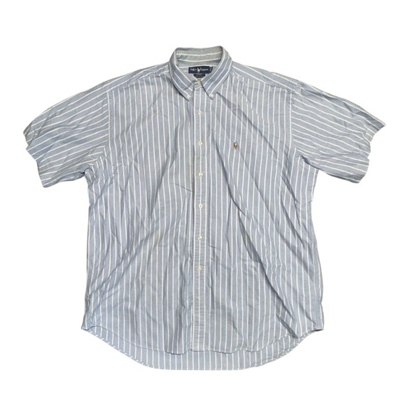 Polo Ralph Lauren Other - Polo Ralph Lauren Blake Mens XL Blue White Striped Short Sleeve Cotton Shirt